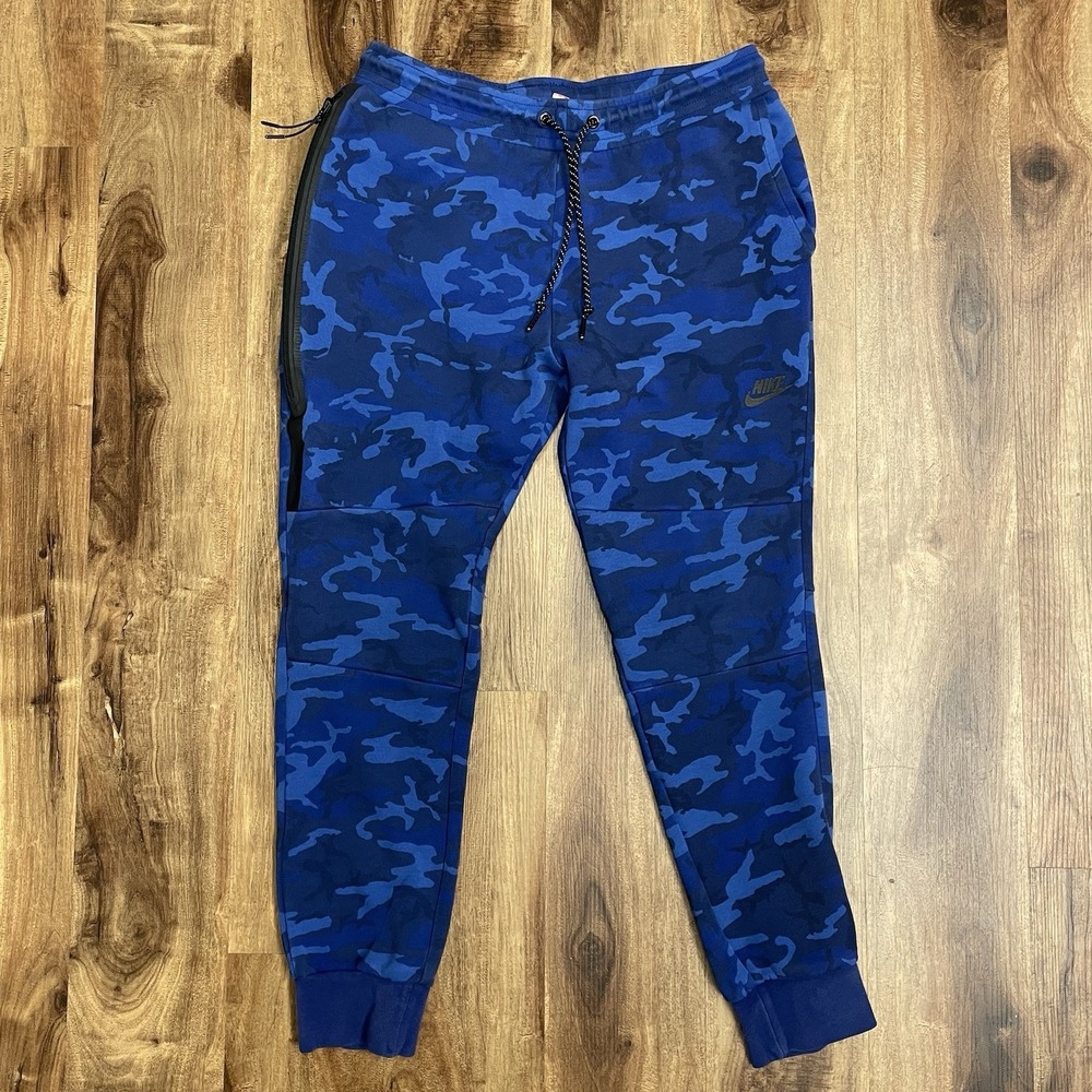Nike Tech Fleece Joggers Blue Camo Pants Men's Medium 682852-480